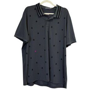 G/Fore Mens Skull Crossbones Polo Shirt Napoli Invitational Marco Golf Gray XXL